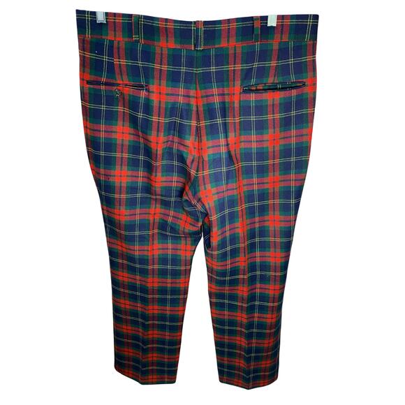 Vintage Lord & Taylor Wool Plaid Pants Size 38 Red Blue GreenTartan Style - Picture 2 of 8